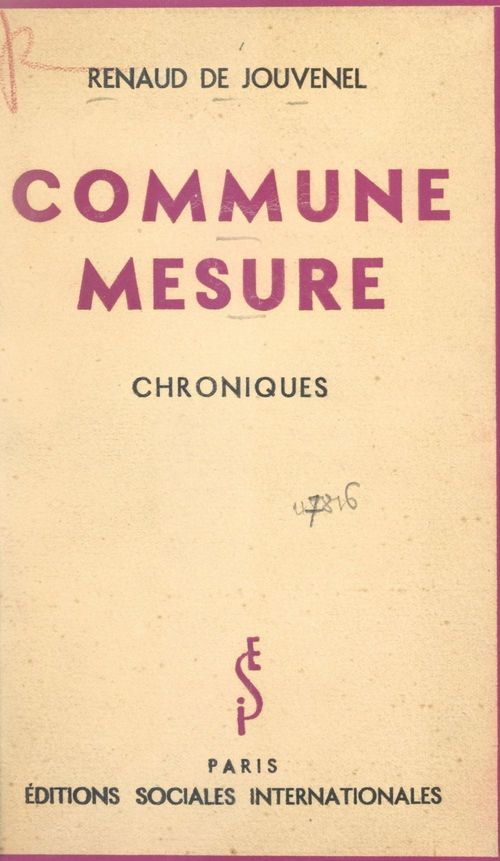 Couverture ebook de Commune mesure, de Renaud De Jouvenel