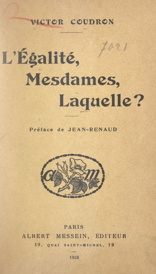ebook cover of L'égalité, Mesdames, laquelle ?, by Victor Coudron