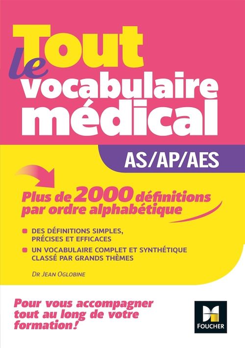 Couverture ebook de Métiers de la santé - Guide AS/AP/AES - Vocabulaire médical, de Jean Oglobine