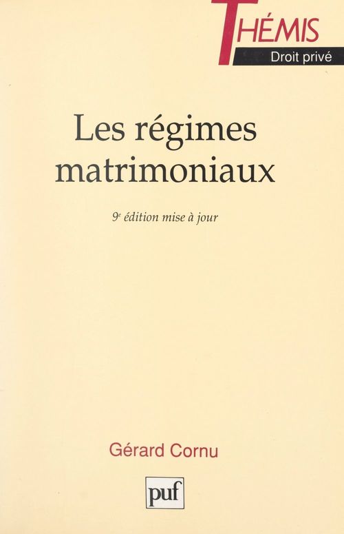 ebook cover of Les régimes matrimoniaux, by Gerard Cornu