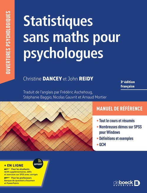 Couverture ebook de Statistiques sans maths pour psychologues, de Christine Dancey, John Reidy