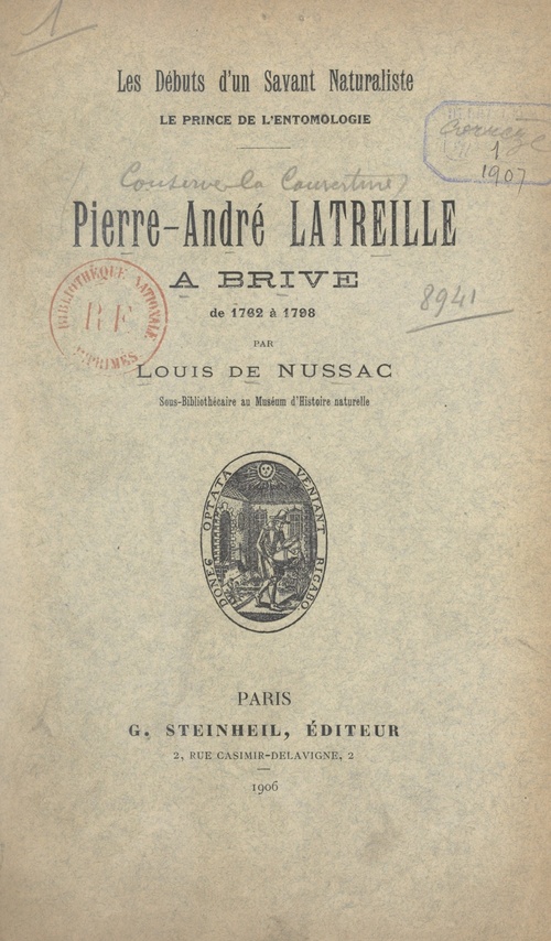 ebook cover of Pierre-André Latreille, à Brive, de 1762 à 1798, by Louis De Nussac