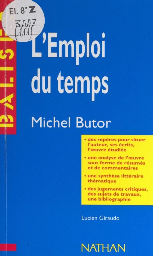 ebook cover of L'emploi du temps, Michel Butor, by Lucien Giraudo