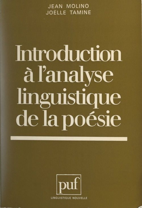 ebook cover of Introduction à l'analyse linguistique de la poésie, by Jean Molino, Joelle Tamine