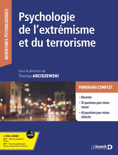 Couverture ebook de Psychologie de l'extrémisme et du terrorisme, de Thomas Arciszewski