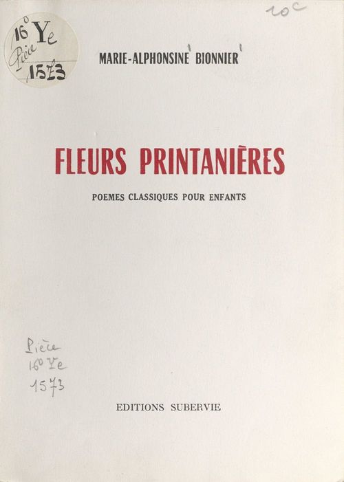 Couverture ebook de Fleurs printanières, de Marie-Alphonsine Bionnier