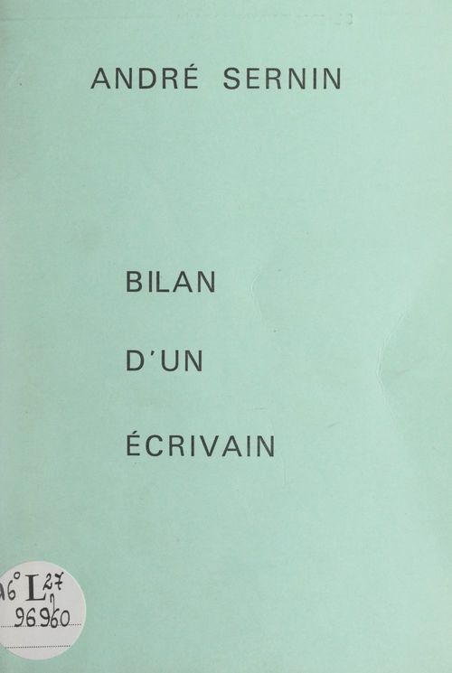 Couverture ebook de Bilan d'un écrivain, de Andre Sernin