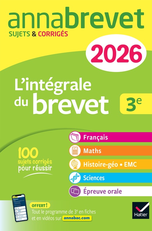 Couverture ebook de Annales du brevet 2026 -  Annabrevet L'intégrale du nouveau Brevet 3e (tout-en-un), de Collectif