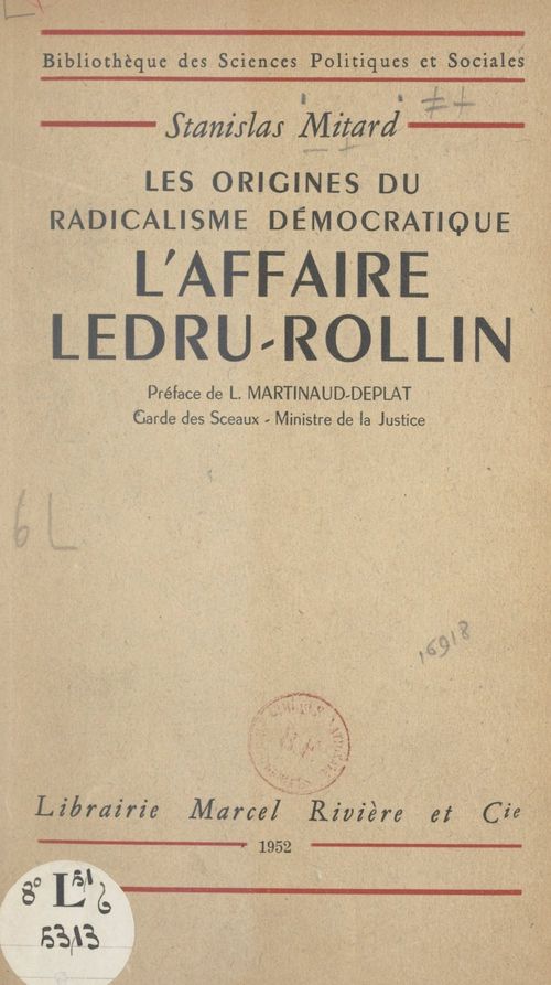 Couverture ebook de L'affaire Ledru-Rollin : les origines du radicalisme démocratique, de Stanislas Mitard