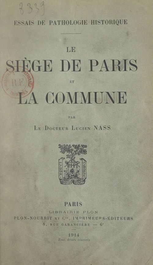 Couverture ebook de Le siège de Paris et la Commune, de Lucien Nass