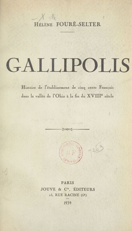 Couverture ebook de Gallipolis, Ohio, de Helene Foure-Selter