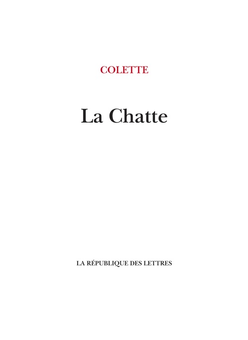 Couverture ebook de La Chatte, de Colette