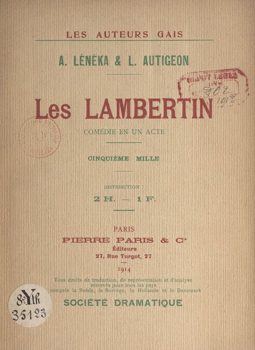 ebook cover of Les Lambertin, by Andre Leneka, Louis Autigeon