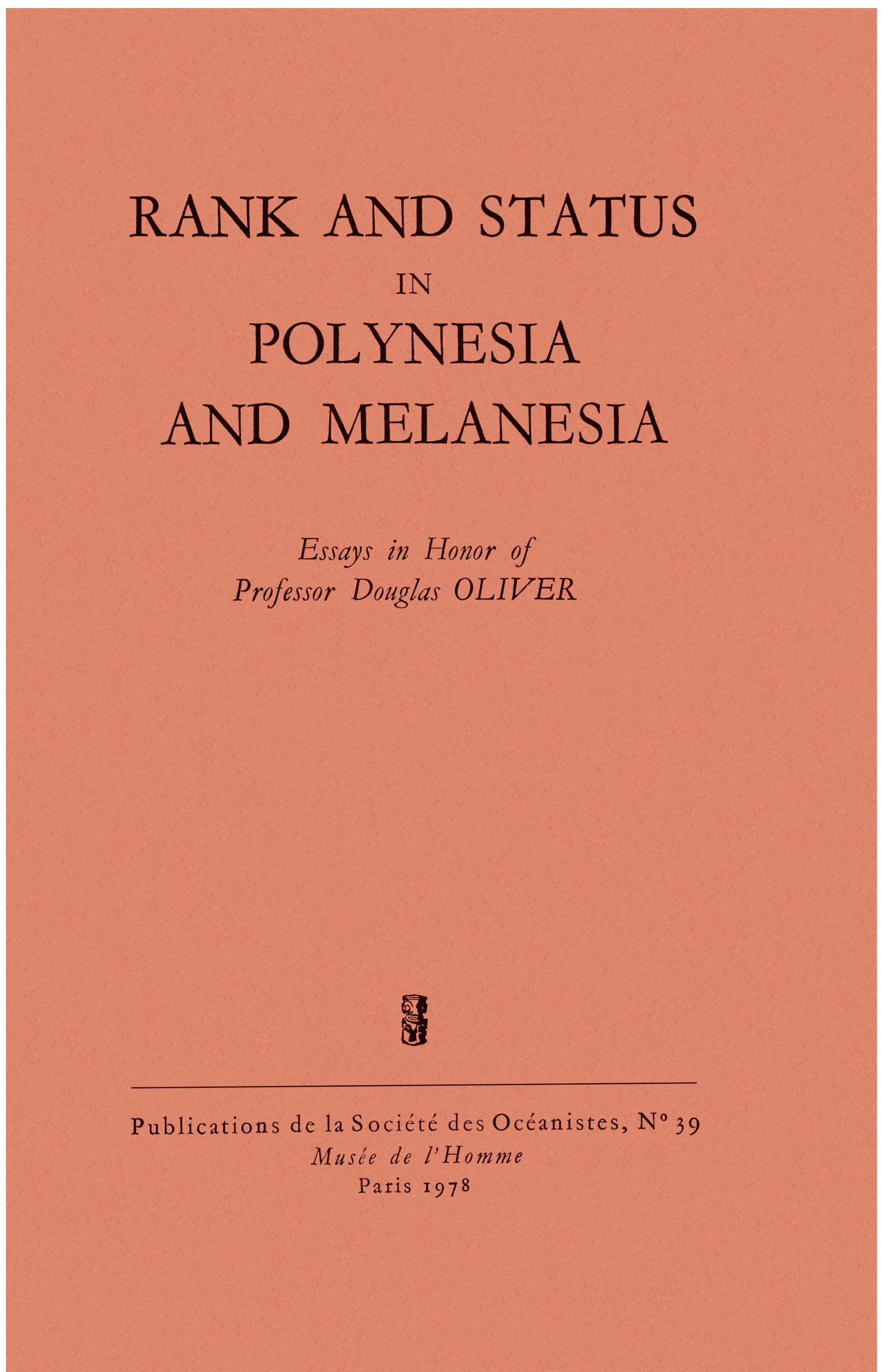 ebook cover of Rank and Status in Polynesia and Melanesia, by Douglas L. Oliver