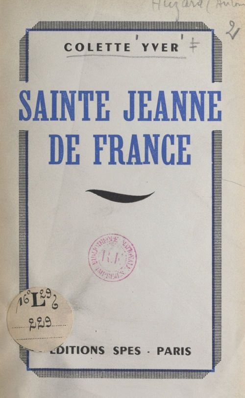 ebook cover of Sainte Jeanne de France, by Colette Yver