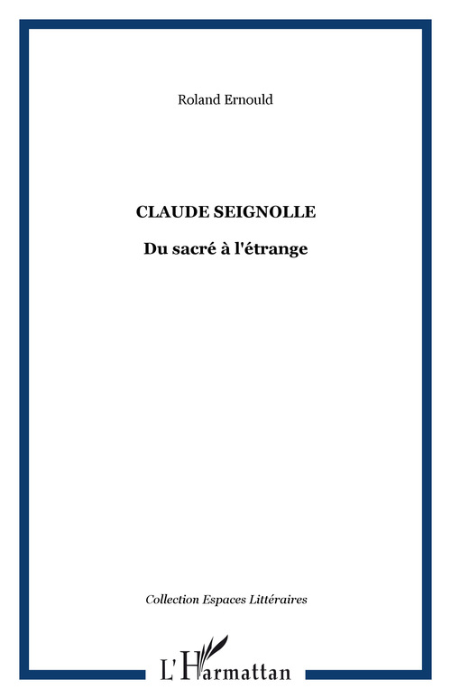 Couverture ebook de Claude Seignolle, de Roland Ernould