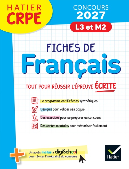 ebook cover of Hatier CRPE - Fiches de Français - Epreuve écrite d'admissibilité - 2027 - L3 et M2, by Jean-Christophe Pellat, Micheline Cellier, Viviane Marzouk