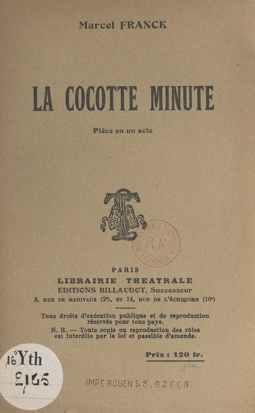 Couverture ebook de La cocotte minute, de Marcel Franck