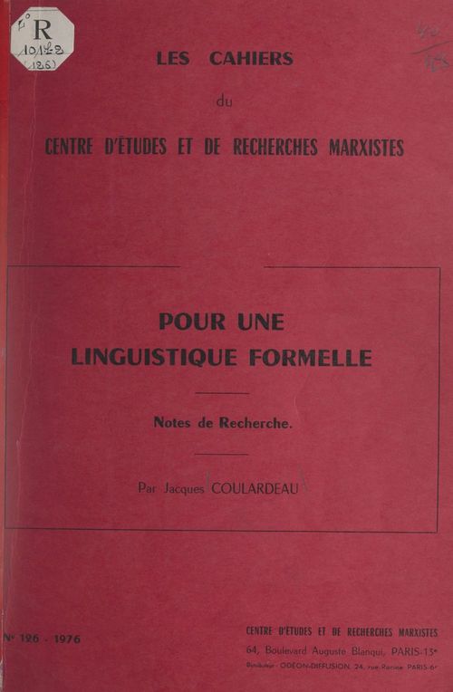 ebook cover of Pour une linguistique formelle, by Jacques Coulardeau