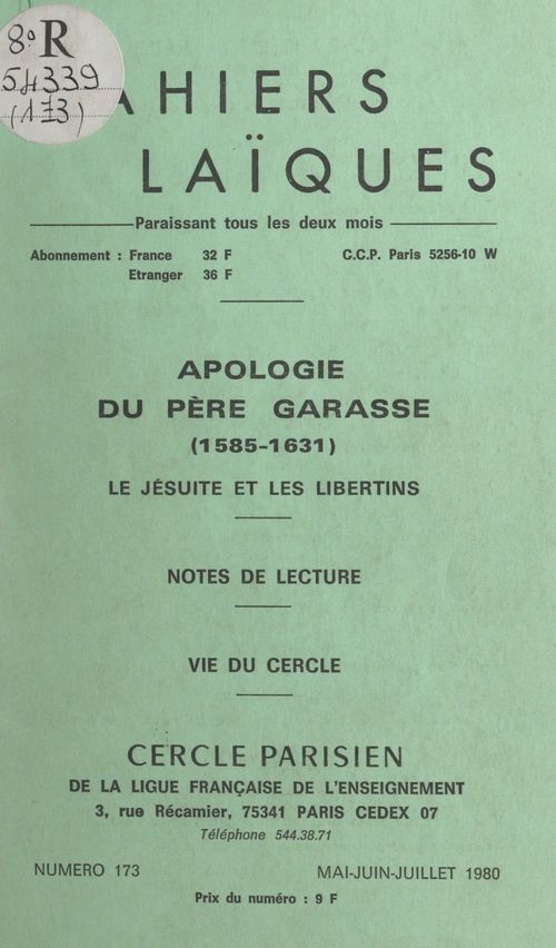 ebook cover of Apologie du Père Garasse, 1585-1631 : le Jésuite et les libertins, by Jacqueline Marchand