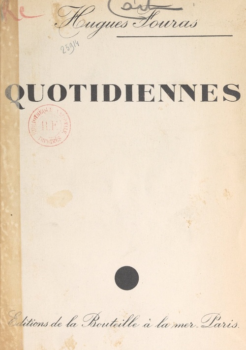 Couverture ebook de Quotidiennes, de Hugues Fouras