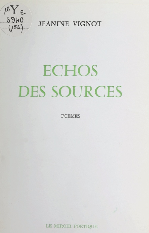 Couverture ebook de Échos des sources, de Jeanine Vignot