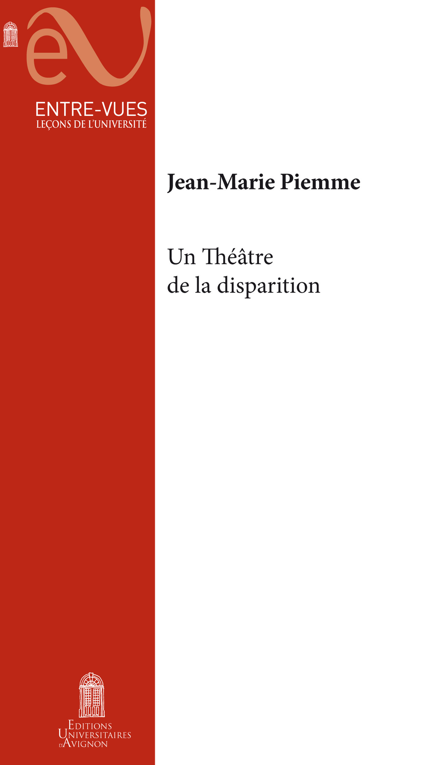 Couverture ebook de Un Théâtre de la disparition, de Jean-Marie Piemme