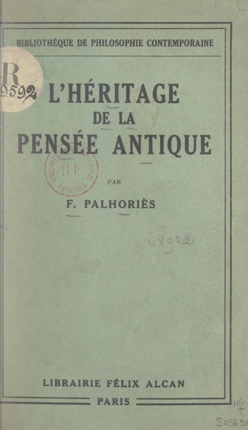 Couverture ebook de L'héritage de la pensée antique, de Fortune Palhories