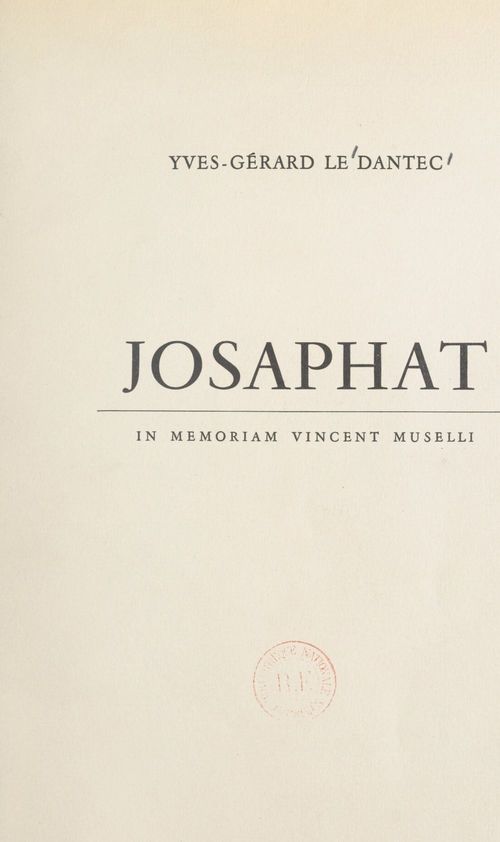 ebook cover of Josaphat, by Yves-Gerard Le Dantec