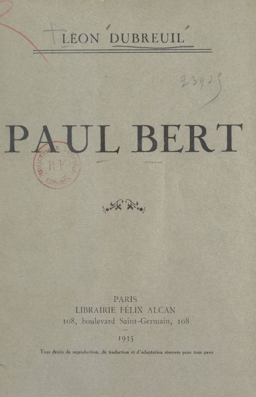 Couverture ebook de Paul Bert, de Leon Dubreuil