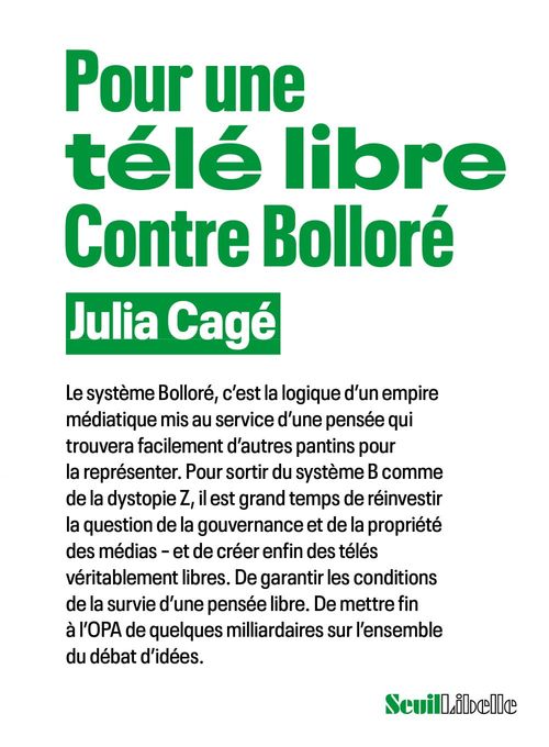 ebook cover of Pour une télé libre, by Julia Cagé