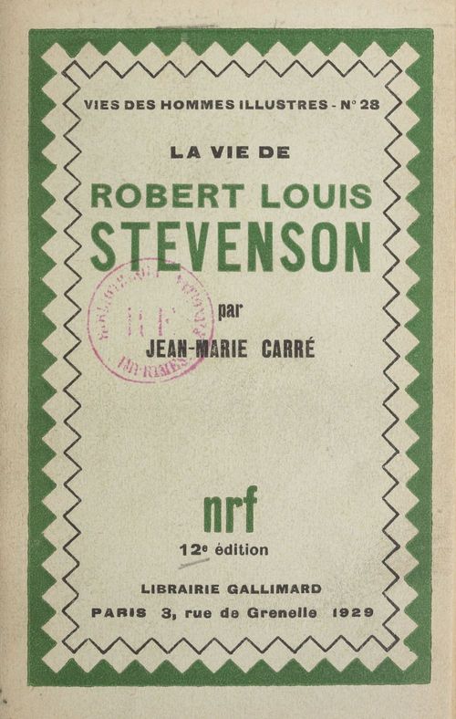 Couverture ebook de La vie de Robert Louis Stevenson, de Jean-Marie Carre
