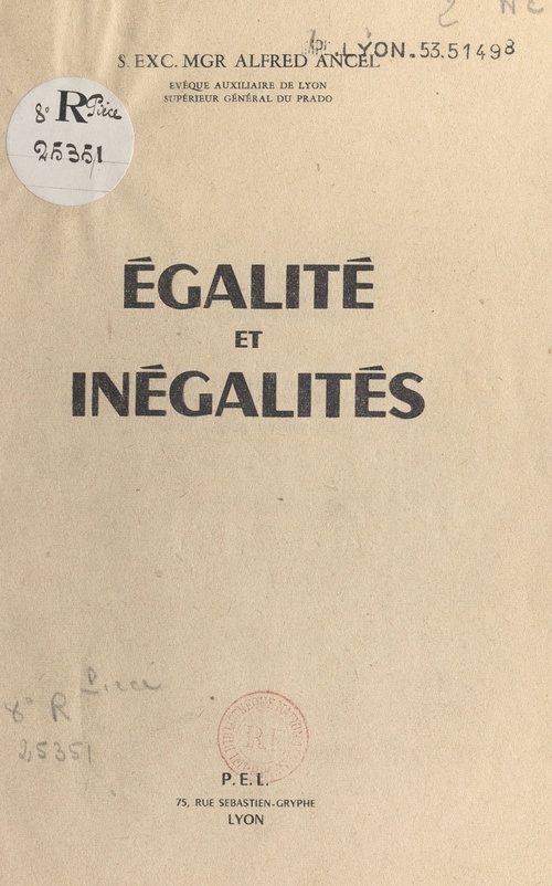 Couverture ebook de Égalité et inégalités, de Alfred Ancel