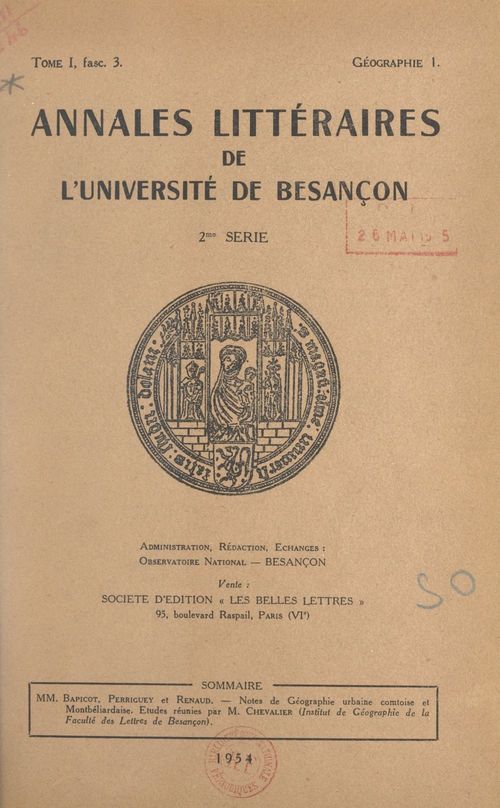 ebook cover of Notes de géographie urbaine comtoise et montbéliardaise, by Jean Bapicot, Maurice Perriguey, Michel Renaud