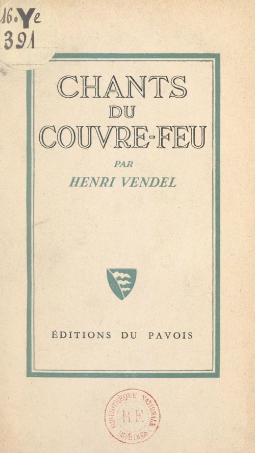 Couverture ebook de Chants du couvre-feu, de Henri Vendel