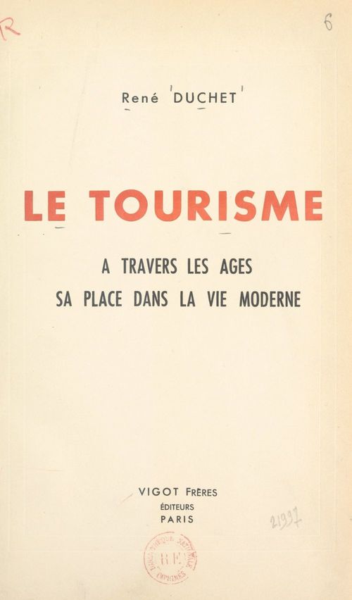 Couverture ebook de Le tourisme, de Rene Duchet
