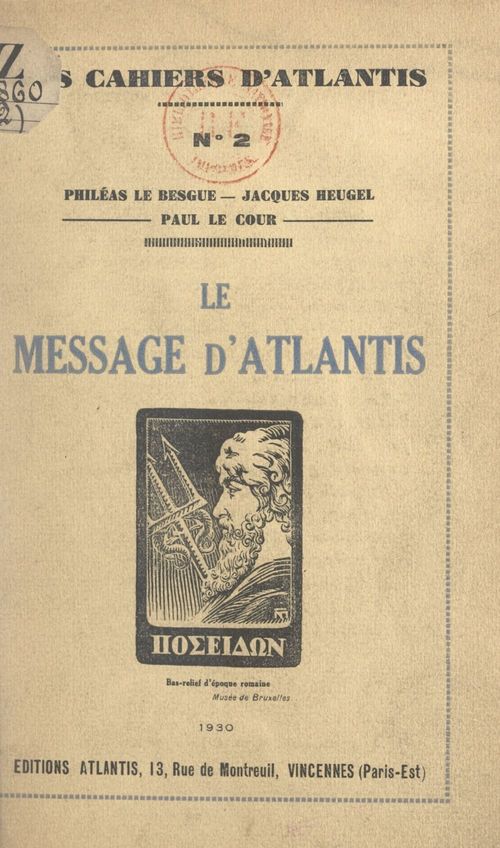 ebook cover of Le message d'Atlantis, by Jacques Heugel, Paul Le Cour, Phileas Le Besgue
