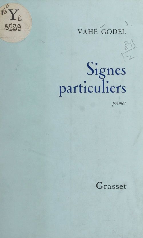 Couverture ebook de Signes particuliers, de Vahé Godel