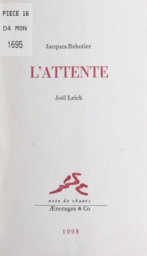 Couverture ebook de L'attente, de Jacques Rebotier