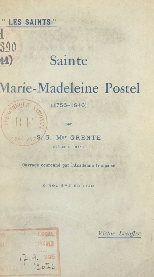 Couverture ebook de Sainte Marie Madeleine Postel (1756-1846), de Georges Grente