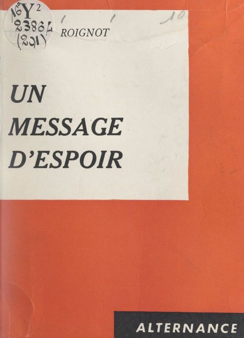 Couverture ebook de Un message d'espoir, de Hubert Roignot