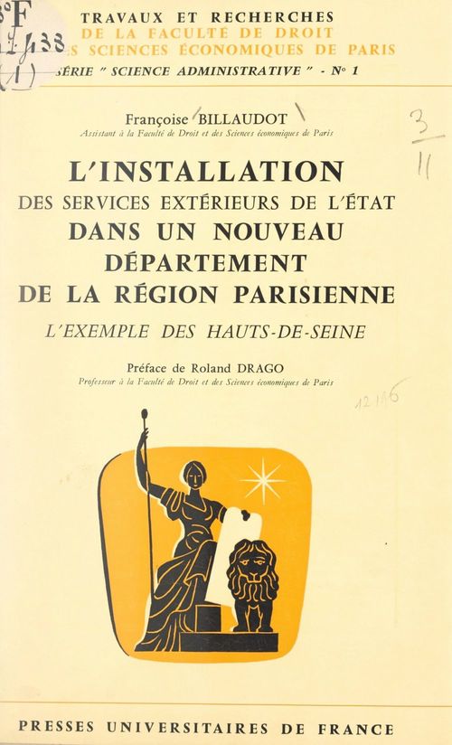 ebook cover of L'installation des services extérieurs de l'État dans un nouveau département de la région parisienne, by Francoise Billaudot