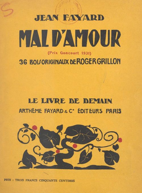 ebook cover of Mal d'amour, by Jean Fayard