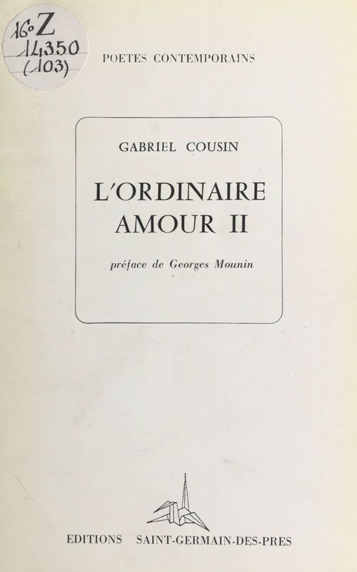 ebook cover of L'ordinaire amour, by Gabriel Cousin