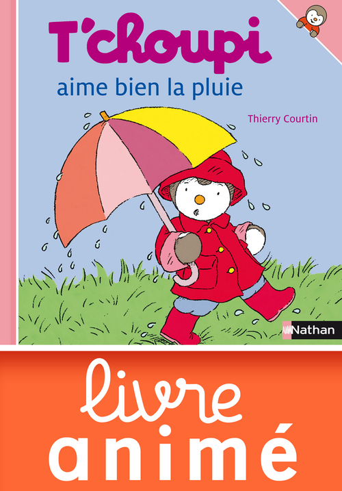 Couverture ebook de T'choupi aime bien la pluie, de Thierry Courtin