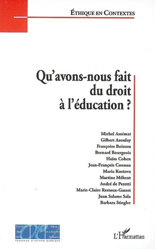 ebook cover of Qu'avons-nous fait du droit à l'éducation ?, by Collectif