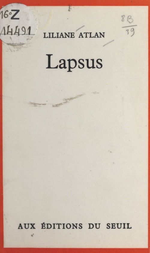 Couverture ebook de Lapsus, de Liliane Atlan