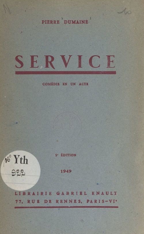 ebook cover of Service, by Pierre Dumaine
