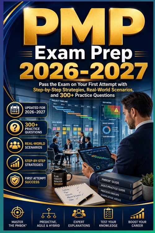 Couverture ebook de PMP Exam Prep 2026-2027, de Sebastian Crowe