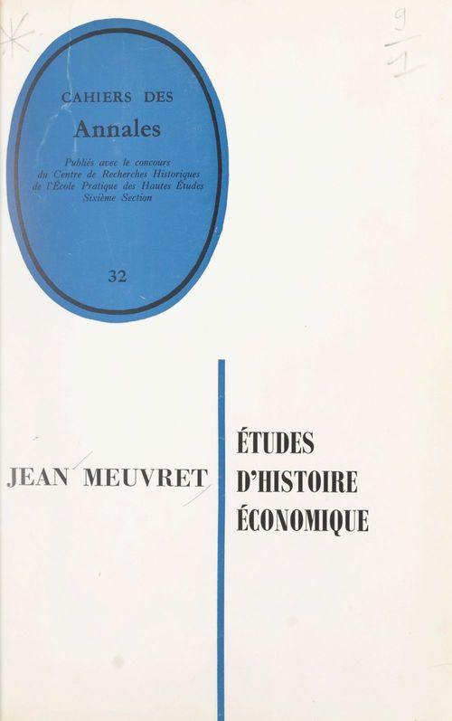 ebook cover of Études d'histoire économique, by Jean Meuvret
